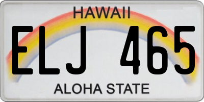 HI license plate ELJ465