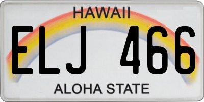 HI license plate ELJ466