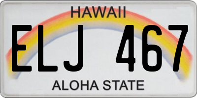 HI license plate ELJ467