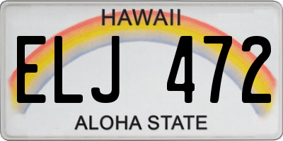 HI license plate ELJ472