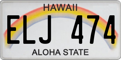 HI license plate ELJ474
