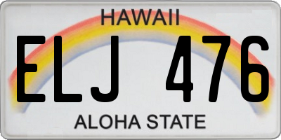 HI license plate ELJ476
