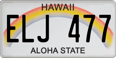 HI license plate ELJ477