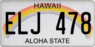 HI license plate ELJ478