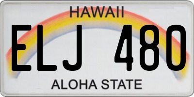 HI license plate ELJ480