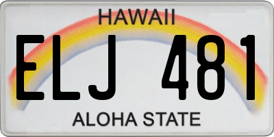 HI license plate ELJ481