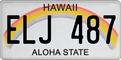 HI license plate ELJ487