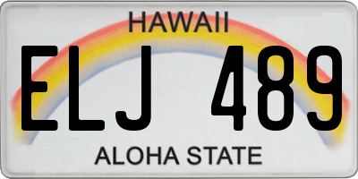 HI license plate ELJ489