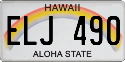 HI license plate ELJ490