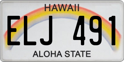 HI license plate ELJ491