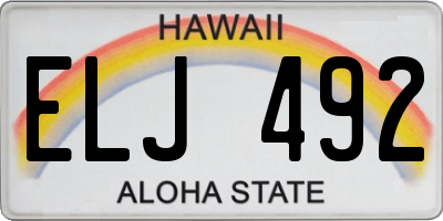HI license plate ELJ492