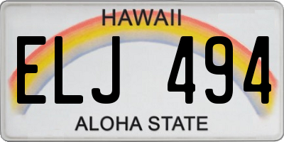 HI license plate ELJ494