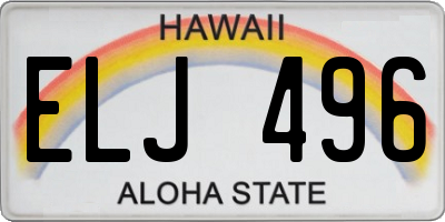 HI license plate ELJ496
