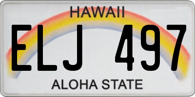 HI license plate ELJ497