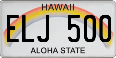 HI license plate ELJ500