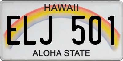 HI license plate ELJ501