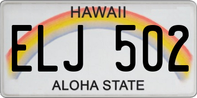 HI license plate ELJ502