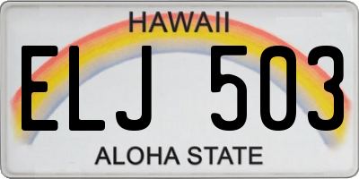 HI license plate ELJ503