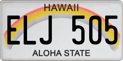 HI license plate ELJ505