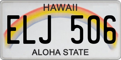 HI license plate ELJ506