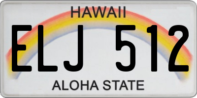 HI license plate ELJ512