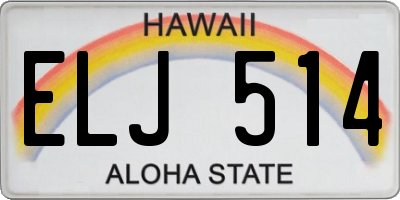 HI license plate ELJ514