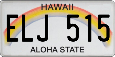 HI license plate ELJ515