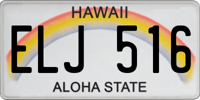 HI license plate ELJ516