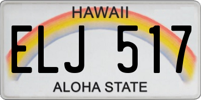 HI license plate ELJ517