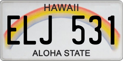 HI license plate ELJ531