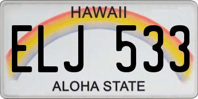 HI license plate ELJ533