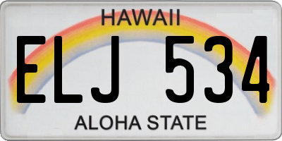 HI license plate ELJ534