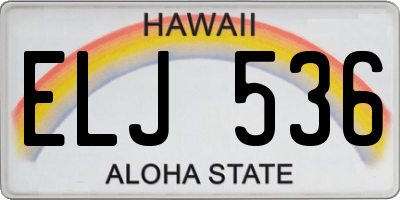 HI license plate ELJ536