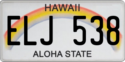 HI license plate ELJ538
