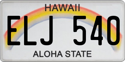 HI license plate ELJ540