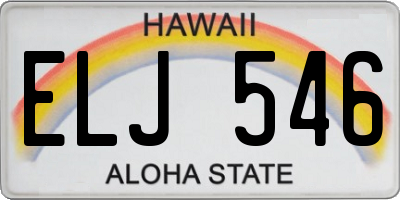 HI license plate ELJ546