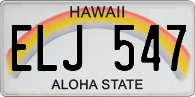 HI license plate ELJ547