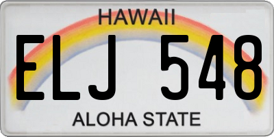 HI license plate ELJ548