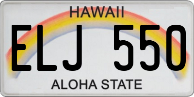 HI license plate ELJ550