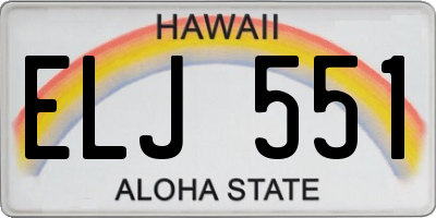 HI license plate ELJ551