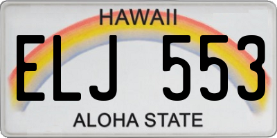 HI license plate ELJ553