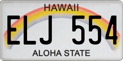 HI license plate ELJ554