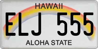 HI license plate ELJ555
