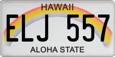 HI license plate ELJ557
