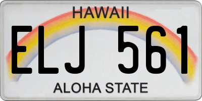 HI license plate ELJ561
