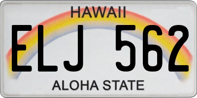 HI license plate ELJ562
