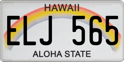 HI license plate ELJ565