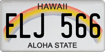 HI license plate ELJ566