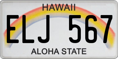 HI license plate ELJ567