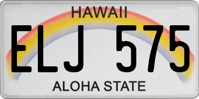 HI license plate ELJ575